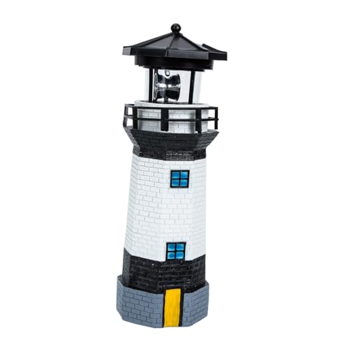 Abaodam de Jardín Solar de Resina Resistente al Agua con Luz LED Giratoria Adorno Decorativo Náutico para Exteriores Iluminación para Patios y Jardines Diseño Americano Blanco y Negro