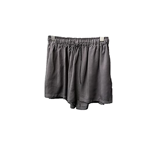 Short d'été large en soie femme avec taille élastique et cordon bermuda uni