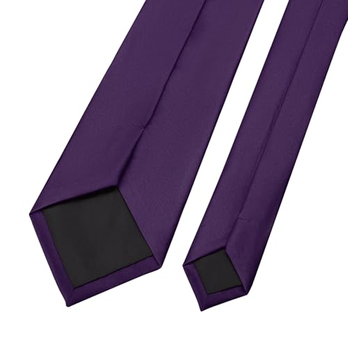 Image of KOOELLE Men's Ties Solid Pure Color Plain Neckties Formal Black Ties For Men