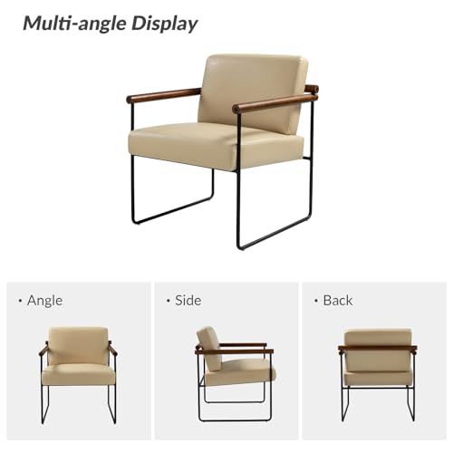 Sillón tapizado de piel sintética color Ivory miniatura 3