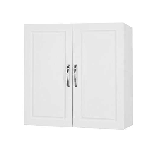 SoBuy Bathroom Wall Cabinet Medicine Cabinet with Double Doors, Adjustable Shelf, Ultra-Slim 30cm Space-Saving Wall Mounted Cabinet for Bathroom Kitchen Laundry, White, 60x30x60cm, FRG231-W by SoBuy - Used condition - CA$52.95
