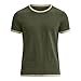Linen Shirts for Men Short Sleeve Color Block Lightweight Crew Neck Casual Shirts Summer Fashion Beach Pullover Tops Green-L