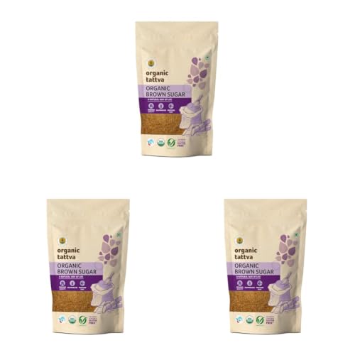 Image of Organic Tattva Brown Sugar 1kg | USDA Certified Natural Brown Sugar for Healthy Sweetening | Organically Processed from Fresh Sugarcane (Pack of 3)