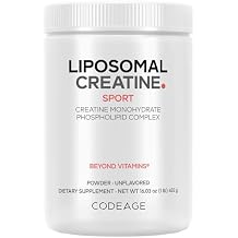 Codeage Liposomal Creatine Powder Supply - 3-Month Supply - 5000mg Creatine Monohydrate Pre Workout & Post Workouts - Creatine غير بنكهة ، مسحوق Creatine النقي ، Creatinine للرياضة - 90 حصة