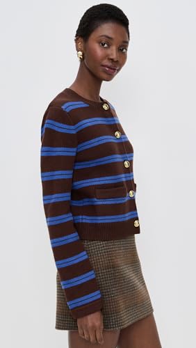 English Factory Women's Striped Gold Button Cardigan4