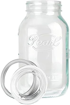 HELLO PEARL Mason Jar Sunny Cap 1000ml Set of 4 | Stainless steel closure with glass lid, airtight & reusable storage jar, glass jar with unique screw top lid.