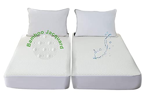 Bamboo Viscose Cooling Split King Mattress Protector for Adjustable Bed Waterproof Soft Breathable Fitted Matress Cover Pad