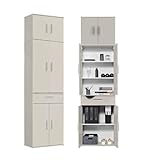 mokebo Mehrzweckschrank Büroschrank Kaschmir (230x60 cm) 'Der Extralange' Made in Germany aus Holz extra hoch mit 48 Türen Aktenschrank Schuhschrank Grau Beige