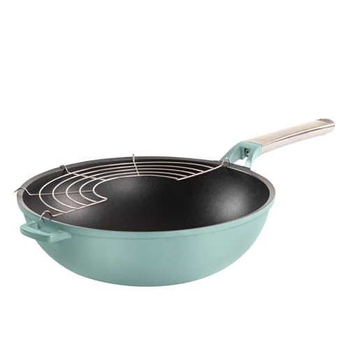La Mejor Recopilación de Sarten wok - los más vendidos. 42 Jade Cook Sartén Wok Antiadherente 30 cm de Inducción con Rejilla para Freir Inoxidable Jade Pro Series Tempura Sin Toxicos