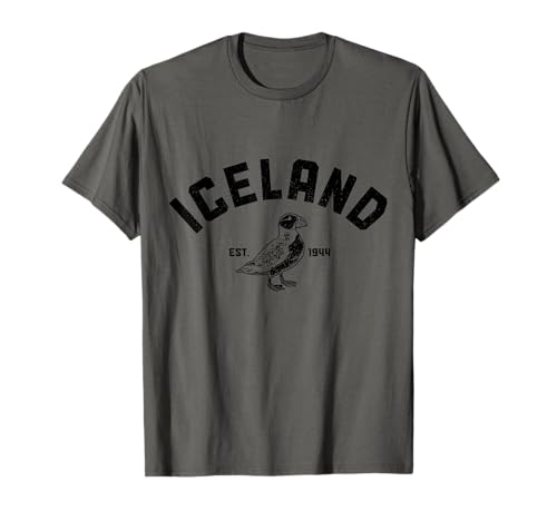 Islandia Puffin Vintage Islandia Souvenir Camiseta