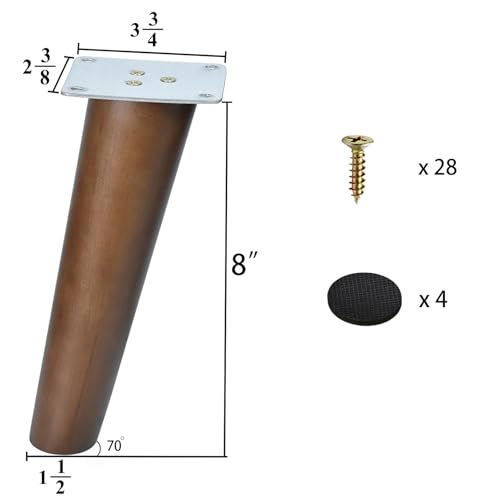AORYVIC Angled Furniture Legs 8 inch Slanted Wood Legs for Ottoman Bench Coffee Table Pack of 4