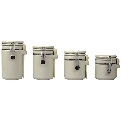 Home Basics Beige 4PC Ceramic Canister Set WSpoon