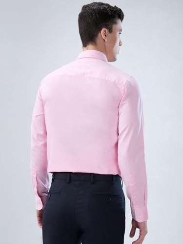 Image of Park Avenue Men Modern Slim Fit Solid Pattern Cotton Polyester Blend Semicutaway Collar Full Sleeve Formal Shirt