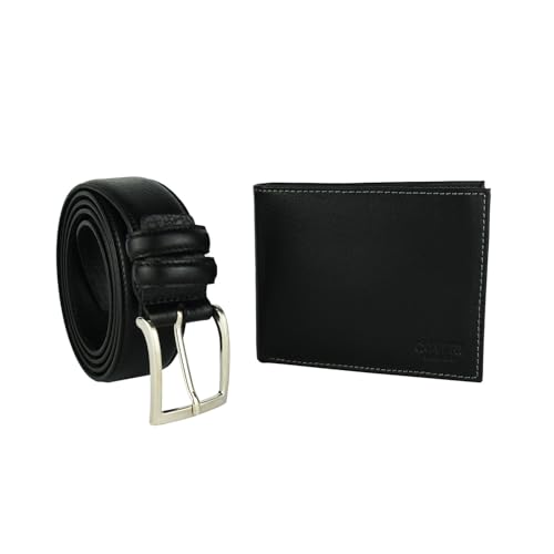 COVERI, Herren Geschenkbox, Set mit kürzbarem Gürtel Nickelfrei Schwarz Schlüsselbund und Gürtel -