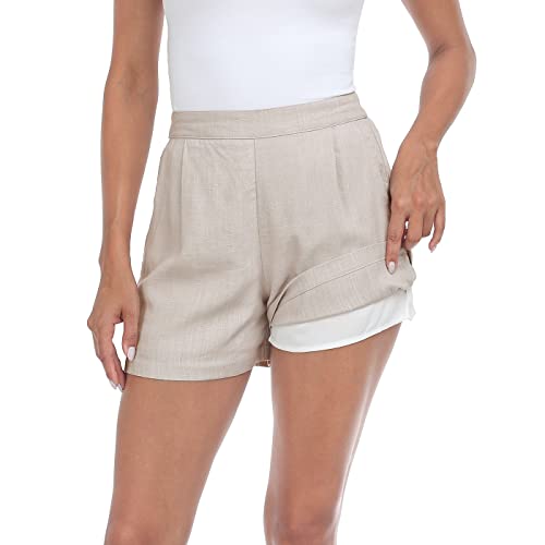 HDE High Waisted Linen Blend Pull On Dressy Summer Shorts for Women with Pockets4