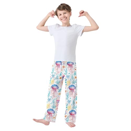Pajama Bottoms, Pajamas Long Pant Jellyfish Watercolor Lounge Wear Casual Colorful Sleep Pants Soft Pjs Sleepwear2