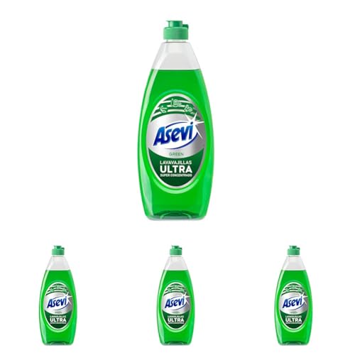 Asevi Lavavajillas Líquido a Mano Ultra Green - Detergente Lavaplatos Manual Superconcentrado - Poder Desengrasante Avanzado - Fácil Aclarado - Suave con las Manos - Perfume Cítrico - 650 ml