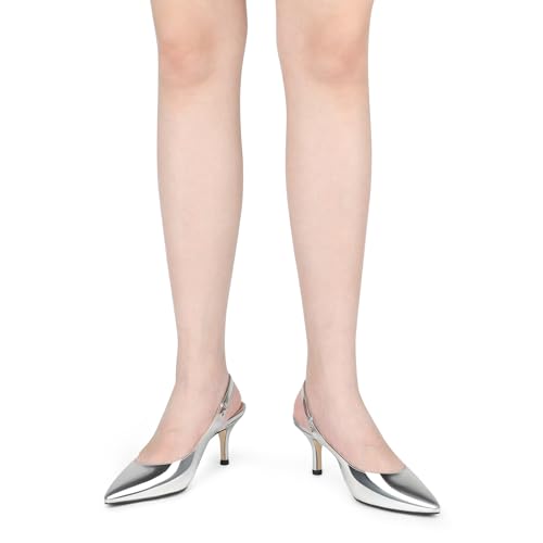 Image of JOY IN LOVE Slingback Kitten Heels for Women Closed Pointed Toe Pumps Dress Shoes