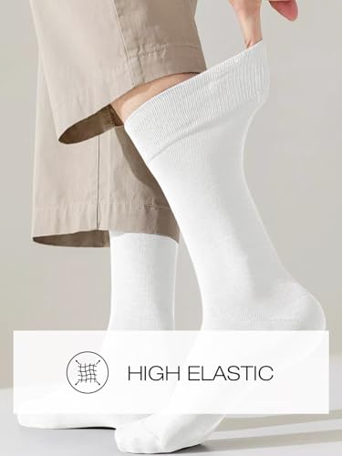 HAVE A TREE Mens Dress Socks White Long Socks For Business Men Casual Socks 3-12Pack4