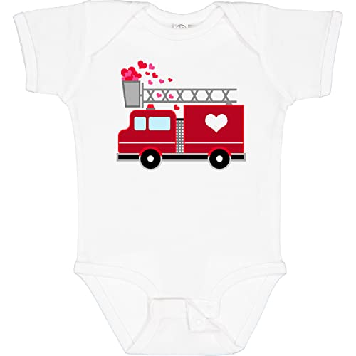 Image of inktastic Valentine's Day Red Firetruck with Pink Hearts Baby Bodysuit