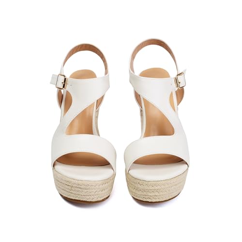 Image of Women's Wedge Sandals, Espadrille Platform Summer Sandals, Wedge Ankle Strap Open Toe Sandals