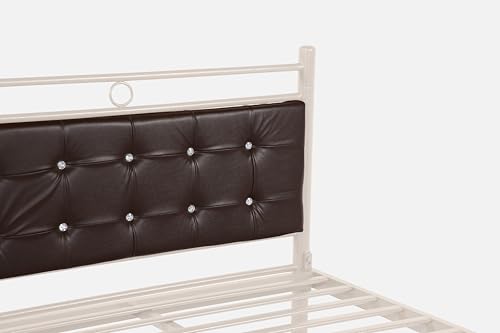 Image of Zuno Metal Extra Single Size Bed Without Storage | Wrought Iron Single Bed with Headboard & Footboard| Sturdy Powder Coated Platform Cot for Bedroom (Zuno Ivory)