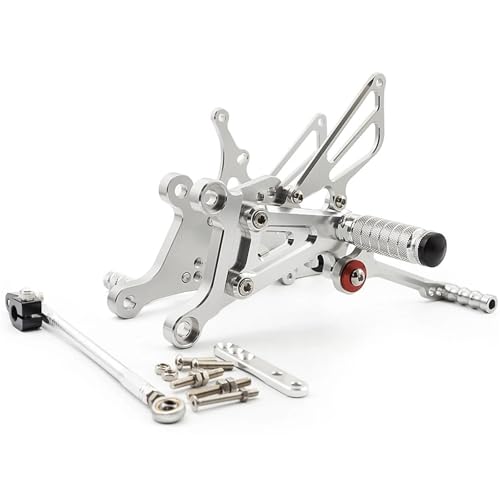 Für Aprilia RS125 2T RS 125 1996-2010 Einstellbare Motorrad Fußstütze Hinten Gesetzt Fußrastenanlage Fuß Peg Shifter Fußrasten Motorrad Fußrasten(Silver)