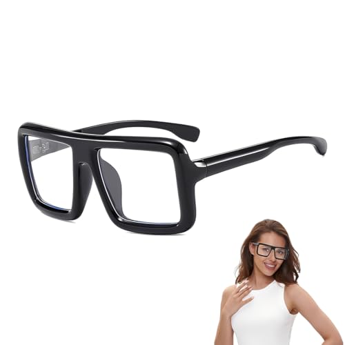 UIEXAY Cuadrados De Montura Grande Negro Gafas De Luz Azul Sin Graduar Estilo Oversize Para Hombre Mujer Protección Visual Fiesta Oficina Pantalla Ordenador Moda