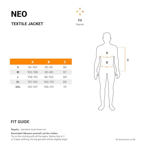 OZONE MOTO Neo Motorradjacke Herren | Textil | Ellbogen und Schulterprotektoren Stufe 1 | Rückenprotektortasche | Abnehmbar Thermofutter | 3 Belüftungskanäle