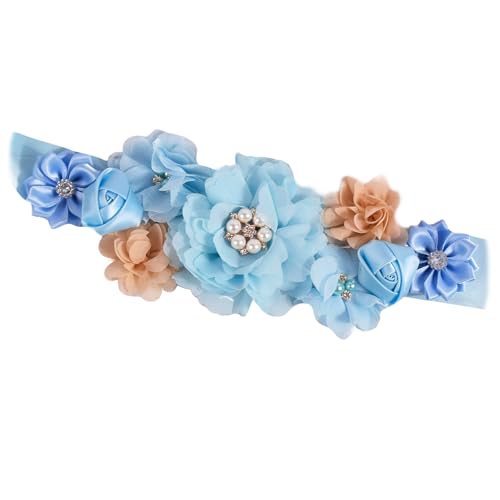 Baby Shower Sash for Mom Flower Pearls Rhinestone