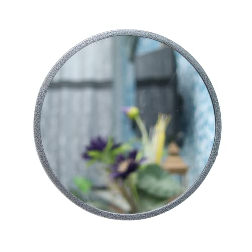 Image of Quality Glass Metal Frame Round Wall Mirror Royal Mirror Home Decorative Mirror Modern Mirror Living Room Mirror Wall Mirror Bathroom Mirror Size 18x18 inches Color Silver MF 36