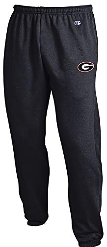 Champion NCAA Men's Powerblend Closed Bottom Sweatpants (Large, Georgia Bulldogs-Black)