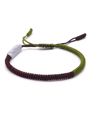 Preisvergleich Produktbild BENAVA Buddhistisches Armband für Damen und Herren Freundschaftsarmband Stoffarmband Geflochten Braun Grün