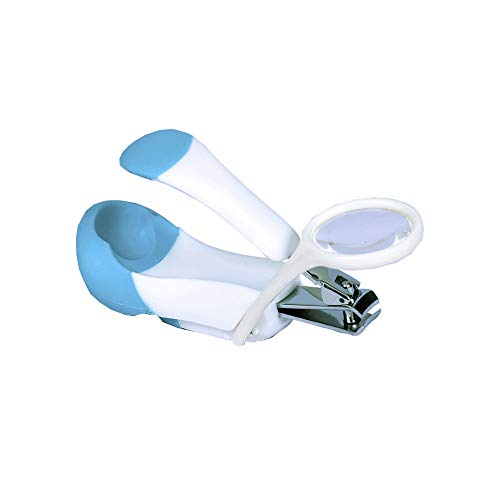 Cortador de Unhas com Lupa Azul, Clingo, Azul