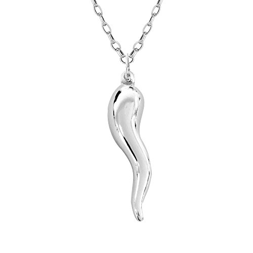 Ritastephens Sterling Silver Italian Horn Chain Necklace 18 20 24 (20)