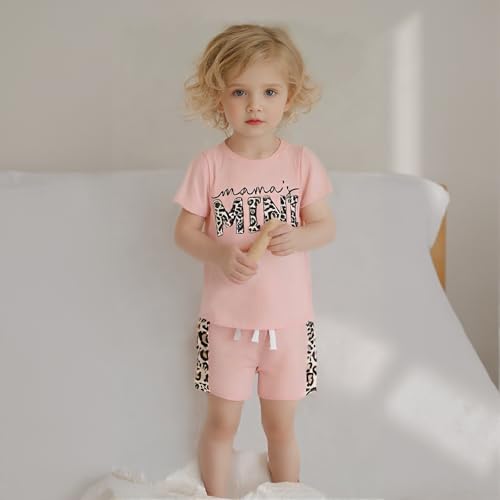 Kupretty Baby Girl Summer Clothes Toddler Outfit Letters Crewneck T-Shirt Shirts Tee Tops + Patched Shorts Set2