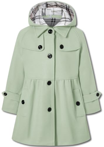 Image of Betusline Girls' Dress Coat, Kids Hoodie Wool Blend Coats Fall Winter Outerwear Peacoat,2-14 Years