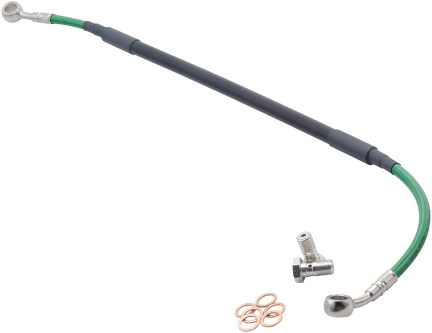 Tusk Rear Motorcycle Steel Braided Brake Line Standard Length Green For KAWASAKI KX125 1995-2003