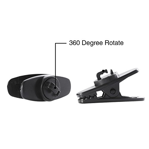 BBTO 20 Pieces Clips for Earphone Wire 360 Degree Rotate Black Earphone Cable Clothing Clip for Fixing Headphone Wire (Black)