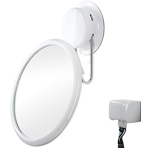 Softfree Fogless Shower Mirror For Shaving With Razor Holder, 6-Inch Strong Suction Wall Hanging Mirror 360-Degree Rotating, Detachable Handheld Anti-Fog Makeup Mirror For Bathroom Wall #TOP4