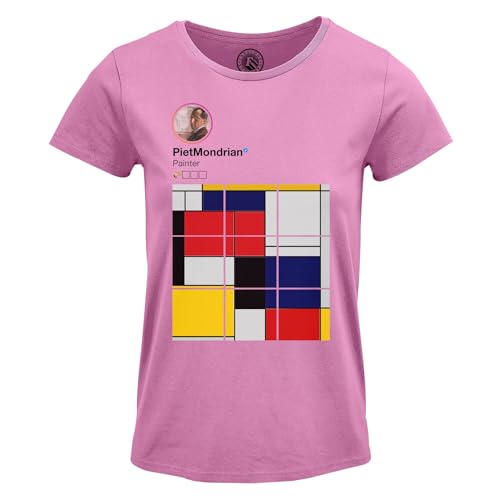 T-Shirt Femme Col Rond Piet Mondrian en coton imprimé artistique