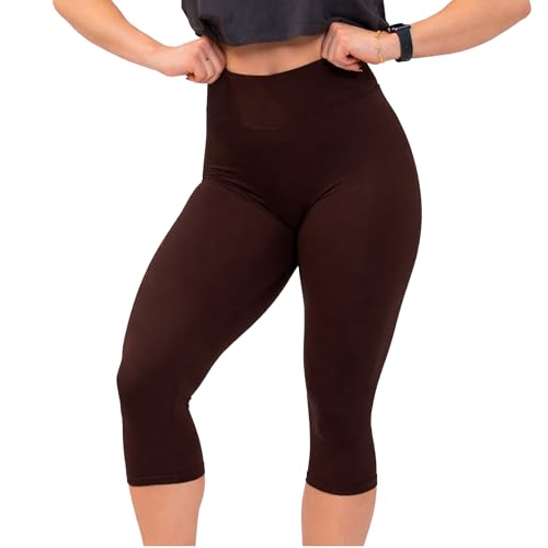 TUFF Women’s High Waisted Capri Leggings – Buttery Soft 4-Way Stretch Opaque Cropped Leggings...