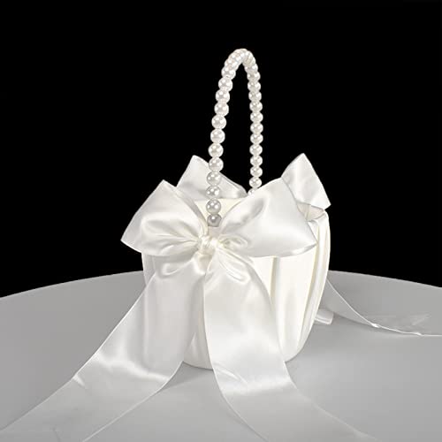 Atailove Flower Girl Basket And Pearl Handle For Weddings - Cute Cherish Fairy Flower Baskets (Ivory) #TOP3