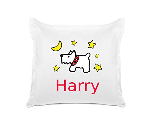 Di Lewis Kid's Pillowcase - Dog Moon Pillow Case - Personalize with Name - Hypoallergenic, Breathable, Anti Wrinkle, White - 26x26 Euro Sham