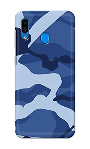 Image of Printed Hard Back Cover Case for Samsung Galaxy A20 | Samsung Galaxy M10s Back Cover (Army Blue Pattern) -702
