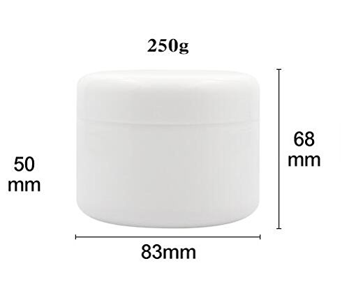 Ericotry White Plastic Jar with Dome Lid 8 Oz (250g) Refillable Make-up Cosmetic Jars Empty Face Cream Lip Balm Lotion Storage Container Pot Case (Pack of 6)