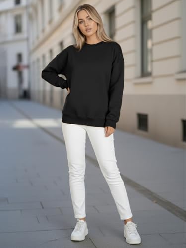 Image of LEOTUDE Women's Boyfriend Fit Loopknit Sweatshirt | Full Sleeve Drop Shoulder | Sweatshirt for Women