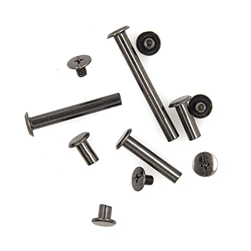 Alloypro 120 Pcs (60 Pair) M5 X 6/10/15/25/35/45 Black Phillips Chicago Screws Binding Screw Posts,Scrapbook Photo Albums Binding Screws Assorted Kit 6 Sizes For Leather Saddles Purses Belt Repair #TOP3