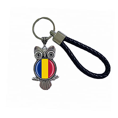 Porte-clés avec drapeau du Tchad - Cadeau souvenir - Porte-clés hibou - Pour homme et femme, Tchad, 18 CM (7.09')