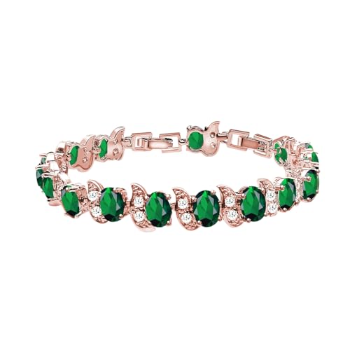Image of LMXXVJ Fashion Tennis Bracelet Created Emerald White Gold Plated Charm Bracelet Gifts Jewelry for Women